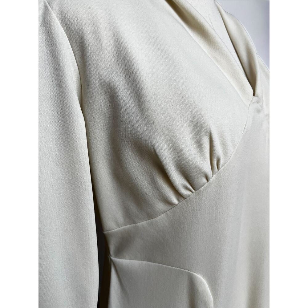 Vintage 70s Ivory Maxi Dress | Long Sleeve Gown | Mod Wedding | Size M - Picture 7 of 9